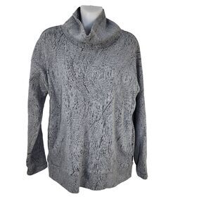 Rbx Women Sweatshirt Top Large Cowl Neck Activewear Long Sleeve Gray Black Print